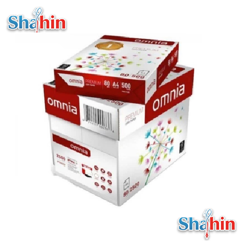 کاغذ اومنیا 80 گرم سایزA4 بسته 500 عددی