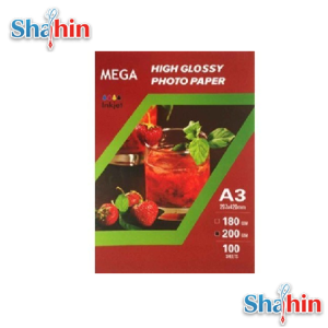 کاغذ فتوگلاسه MEGA مگا 200 گرمی سایز A3 بسته 100 عددی